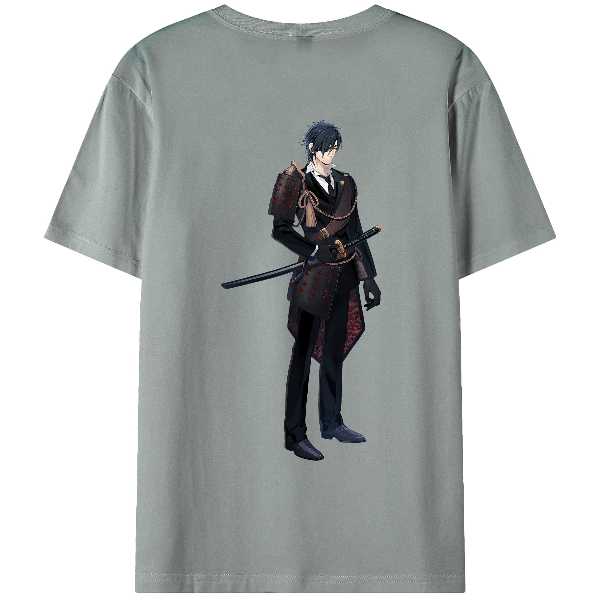 （画像用） 刀剣乱舞 Touken Ranbu 綿100％ メンズ半袖Tシャツ（バックプリント） 通気性